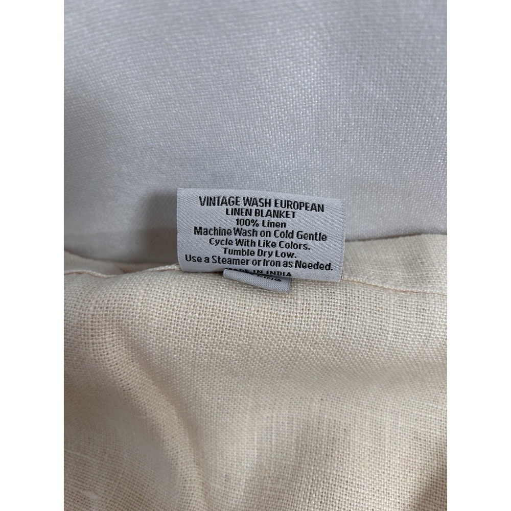 QUINCE VINTAGE WASH EUROPEAN LINEN BED COVER King Cal King BLANKET Oat NWOT - Picture 4 of 5
